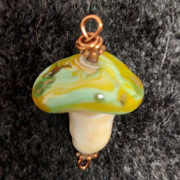 Flamework Blown Glass Mushroom Pendant #1